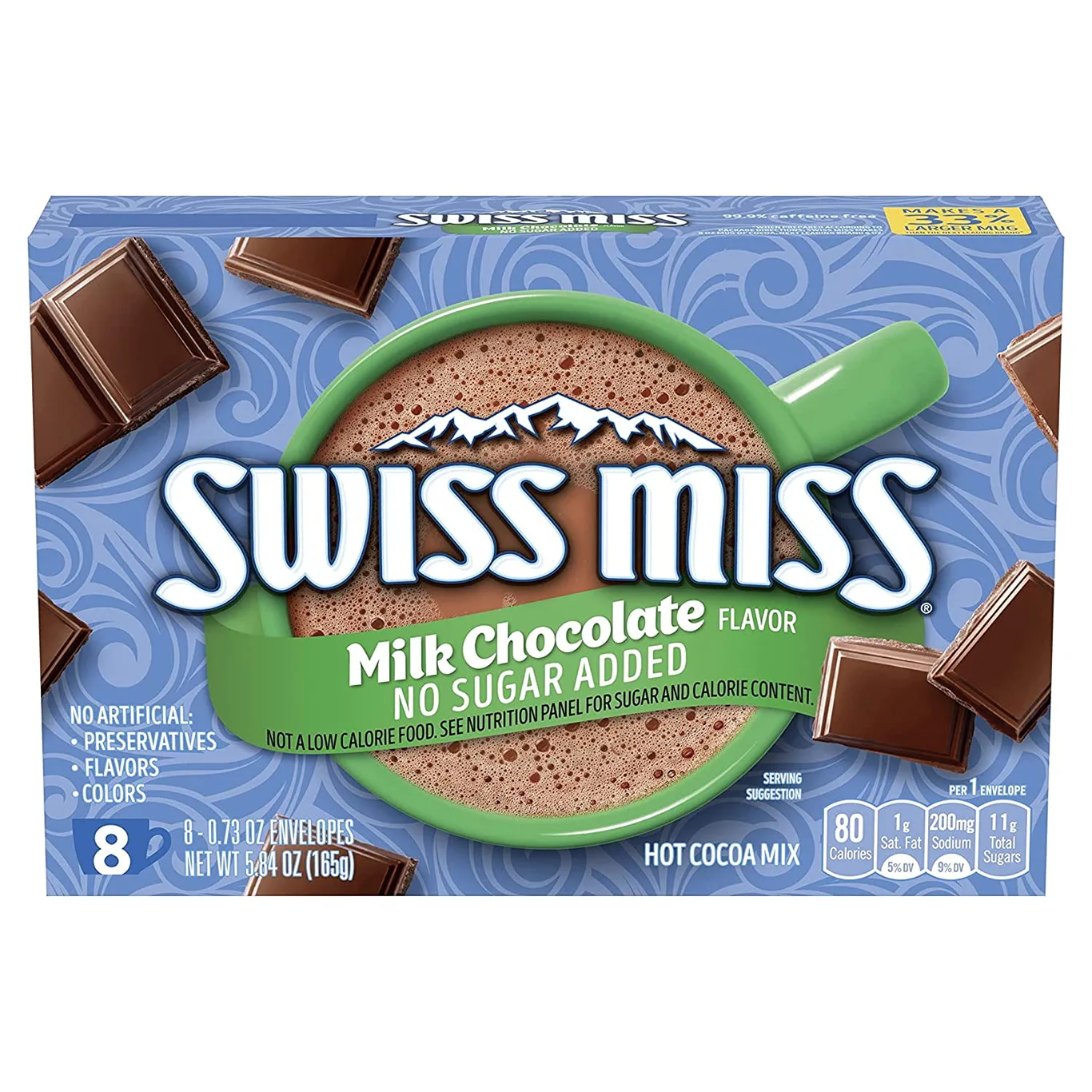 Milk Chocolate Flavor No Sugar Added Hot Cocoa Mix | 0.73 Ounce. 8-Count (Pack of 12)