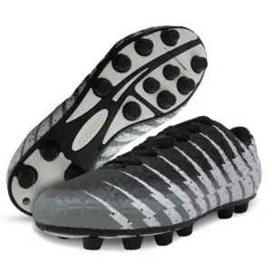 Vizari Bolt Firm Ground Soccer Cleats for Kids – Durable | Comfortable | & Stylish Boys & Girls Soccer Shoes with Traction | Black/White/Silver | 4