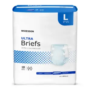 McKesson Ultra Incontinence Briefs | Absorbent | Disposable | Unisex | Large | 18 Count | 1 Pack