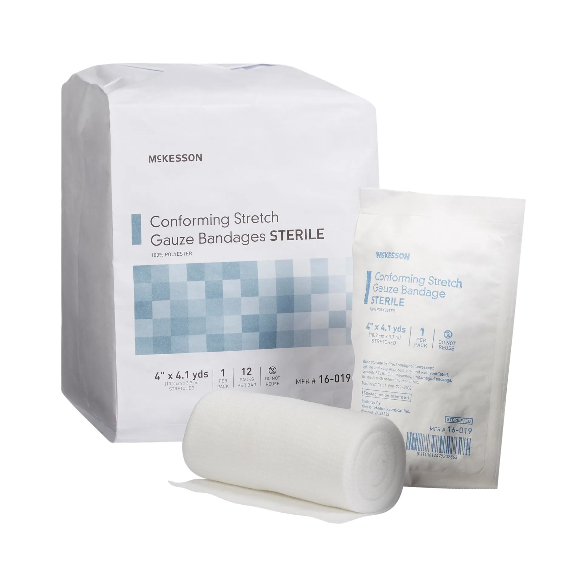 McKesson Conforming Stretch Gauze Bandages | Sterile | 4 Inch x 4.1 yd | 12 Ct