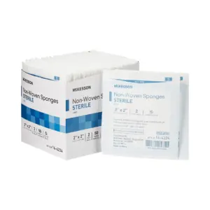 McKesson Non-Woven Gauze Sponges | Sterile Absorbent Wound Pad | 2 Inch x 2 Inch | 2 per Pack | 50 Packs | 100 Total