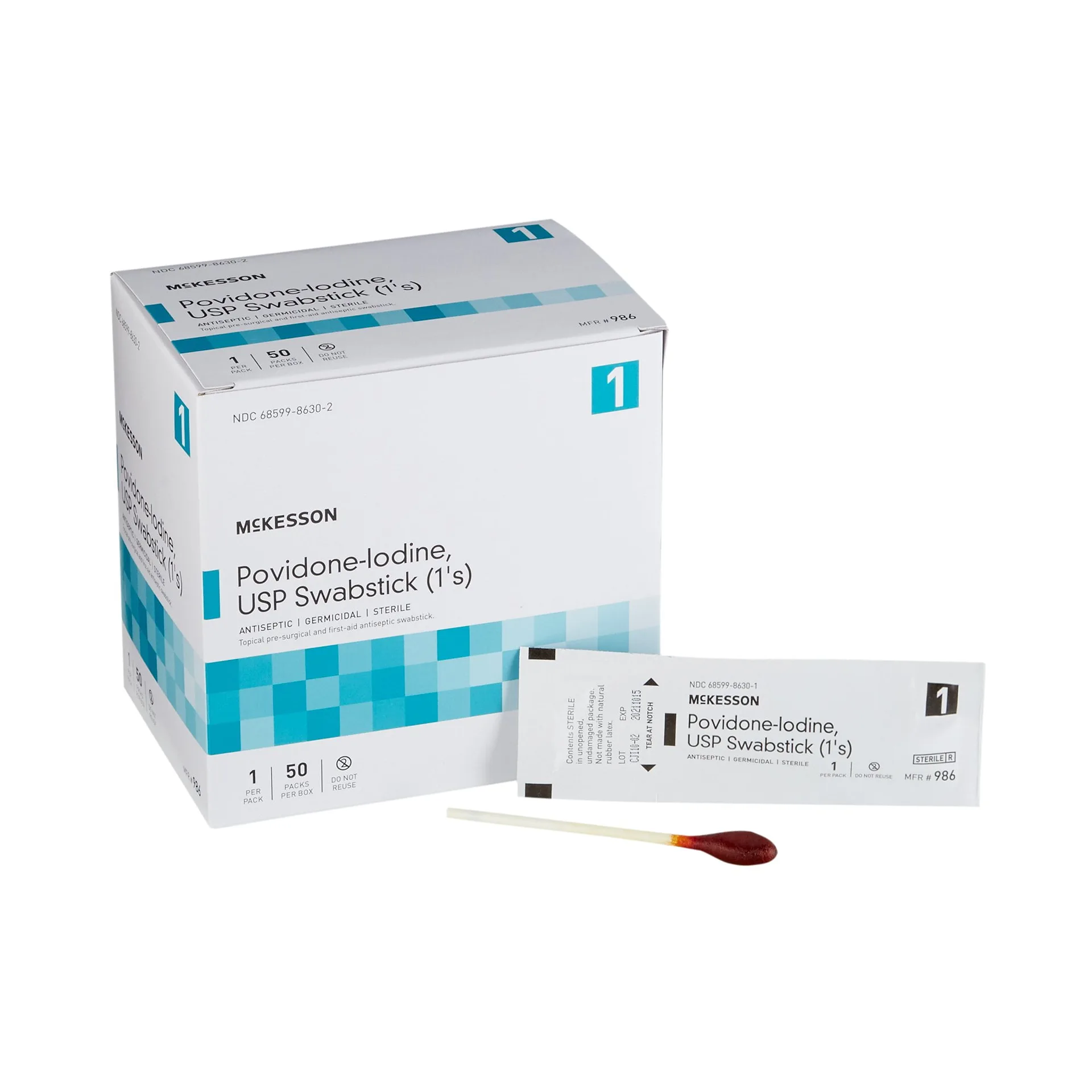 McKesson Swabstick with Povidone Iodine | Topical Antiseptic for Wound Care | 25 Sticks | 10 Packs | 250 Total