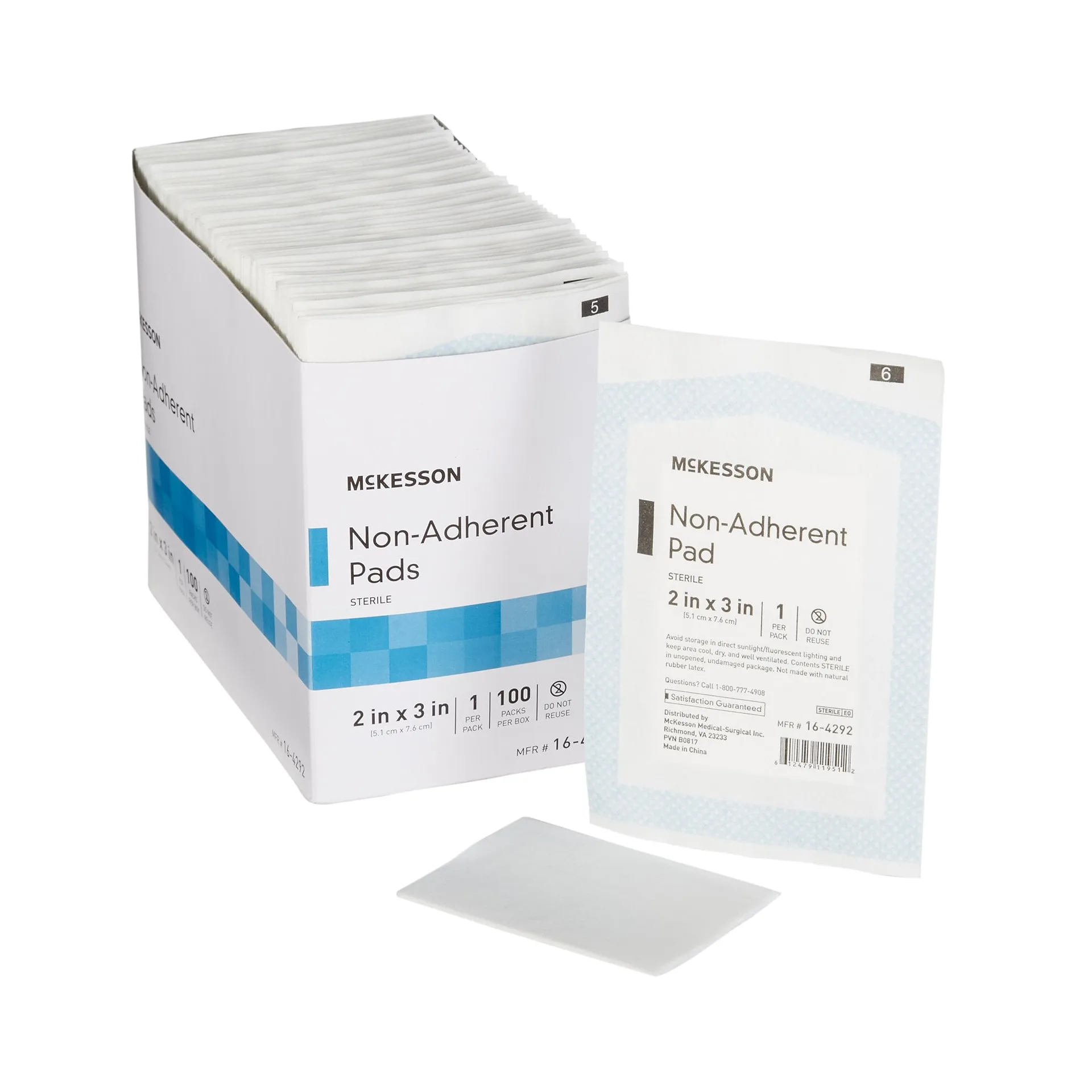 McKesson Non-Adherent Dressing Pads | Sterile | Nylon & Polyester | 3 Inch. x 4 Inch. | 100 Count | 1 Pack