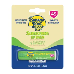Banana Boat Lip Balm SPF 45 | Travel Sunscreen Lip Balm | with Aloe Vera and Vitamin E | 1 Ct | 0.15 Ounce