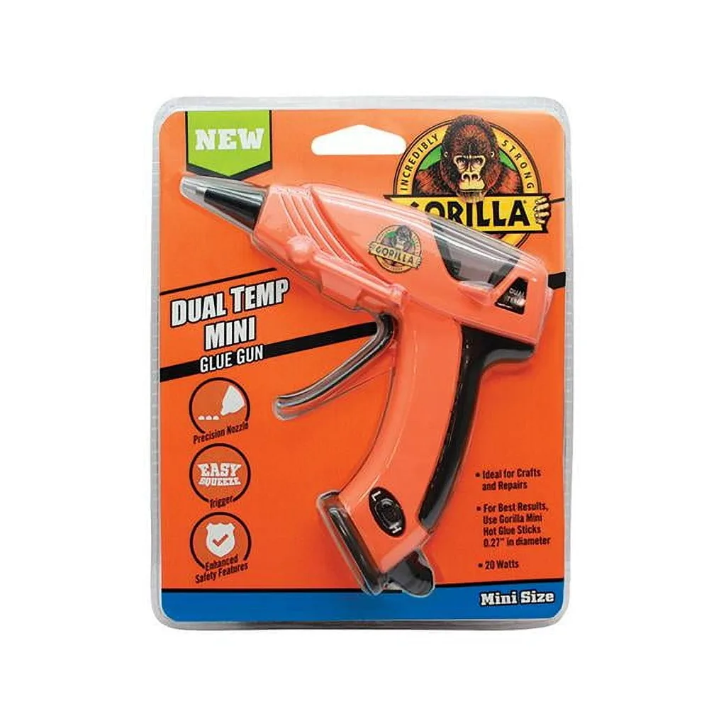 Gorilla Hot Glue Gun Mini | Dual Temp Mini Size Hot Glue Gun with Precision Nozzle | 2.25 Inch | 2.04 Inch