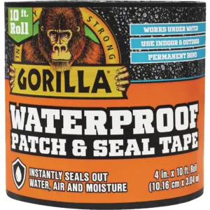 Gorilla Waterproof Patch and Seal Black Tape 4 inch x 10 Foot Roll | 1 | 10'