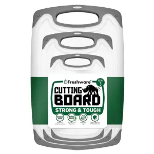 3 Piece Cutting Board Set Plastic Non Slip Dishwasher Safe Bpa Free Kitchen T