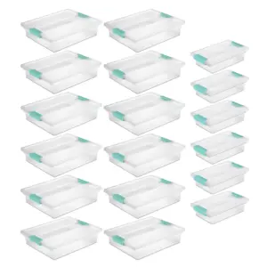 Sterilite Large Clip Storage Box | 12 Pack | and Small Clip Storage Box | 6 Pack | Multi-Sized 18 Pack