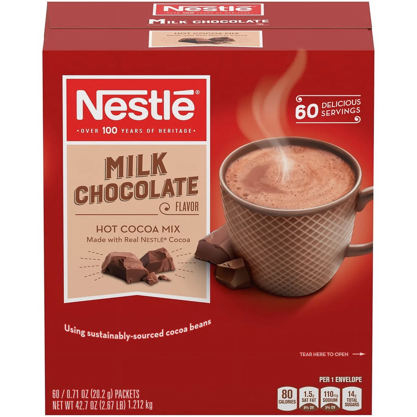 Nestle Milk Chocolate Hot Cocoa 60 single serve packets (Premium Edition)