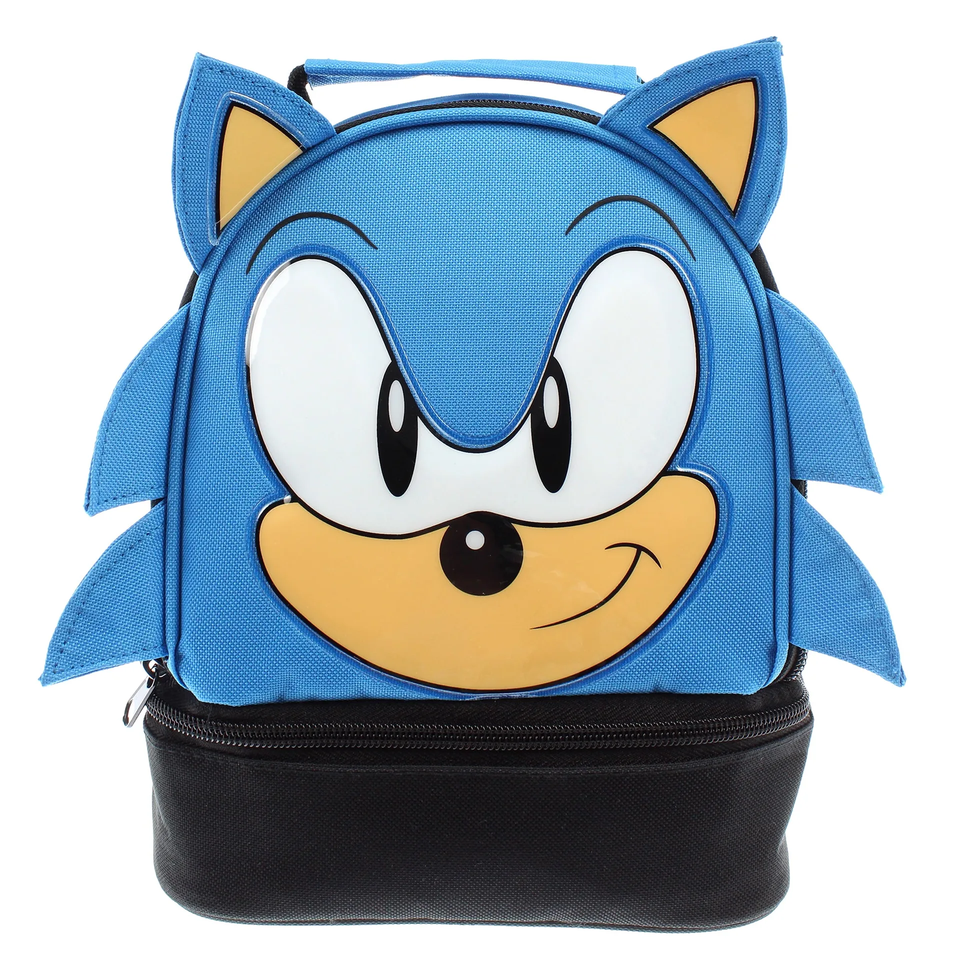Sega Sonic the Hedgehog Lunch Bag Big Face Dual Compartment Lunch Box Kit (Premium Edition)
