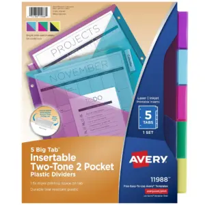 Avery Big Tab 2-Pocket Dividers | 5-Tab | Two-Tone (00031)