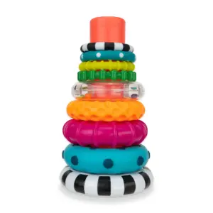 Sassy Stacks of Circles Stacking Ring STEM Learning Toy | 9 Piece Set | Ages 6 Months & Up