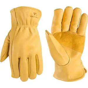 Leather Work Gloves for Men | Reinforced Cowhide with Palm Patch | Saddletan | Large (1129L)
