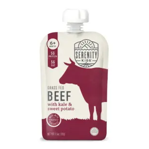 (12 pack) Serenity Kids Grass Fed Beef Stage 2 Baby Food Organic Kale and Sweet Potato 3.5oz Pouch