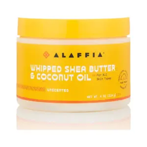 Alaffia Whipped Shea Butter and Coconut Oil Body Butter | All Skin Types | Unscented | 4 Ounce