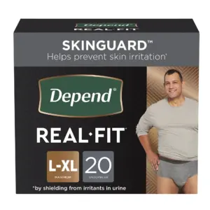 Depend Real Fit Adult Incontinence Underwear | Disposable Adult Diapers for Men | Maximum Absorbency | L/Extra Large | Black and Grey | 12 Count | 1