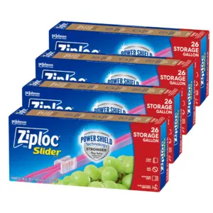 Ziploc Gallon Food Storage Slider Bags | Power Shield Technology for More Durability | 104 Bags Total