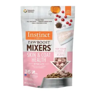 Instinct Freeze Dried Raw Boost Mixers Grain Free Skin and Coat Health Recipe All Natural Cat Food Topper by Nature's Variety | 5.5 Ounce. Bag