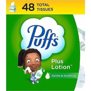 Puffs Plus Lotion Facial Tissue | 1 Cube Box | 48 Tissues Per Box