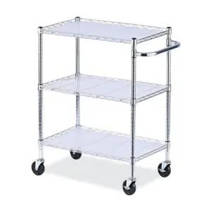 Alera 3-Shelf Wire Cart with Liners | 34.5w x 18d x 40h | Silver | 600-lb Capacity -ALESW333018SR