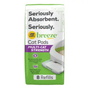 Purina Tidy Cats Breeze Multi-Cat Extra Strength Ion Cat Litter Box Pads | Bright lemongrass Scented Cat Litter Pads Refill Pack | 1