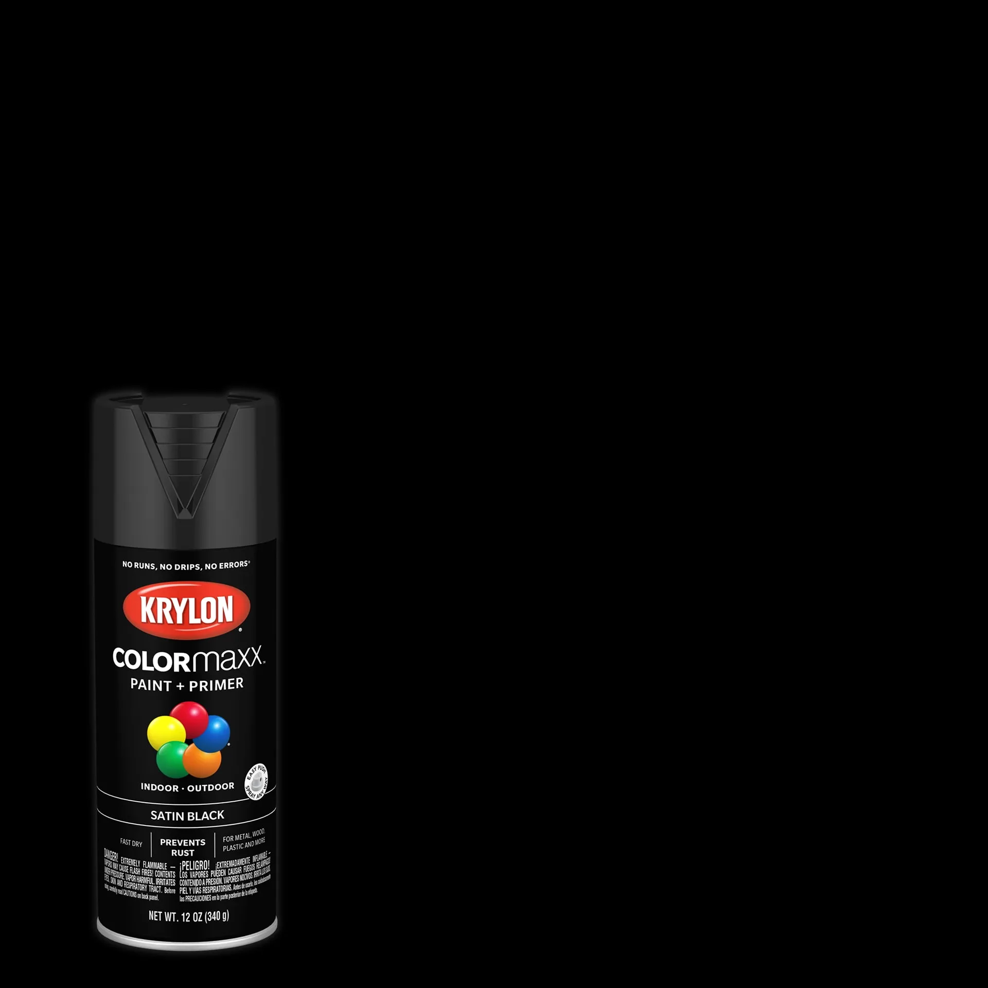 Krylon ColorMAXX Black Satin 12 Ounce Spray Paint