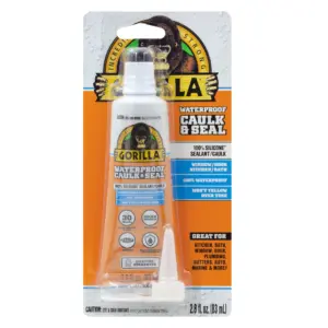 Gorilla Waterproof Caulk and Seal Silicone Sealant | 2.8oz Squeeze Tube | White Caulking Sealant for Kitchen | Window | Bath | Marine | Door and More | Single
