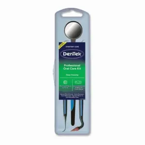 Dentek Professional Oral Care Kit | Advanced Clean- Portable | Multiple Tips | Dental Pick | Scaler | Stimulator | & Dental Mirror | White | Pack Of 2