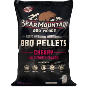 Bear Mountain Premium BBQ Woods 100% All-Natural Hardwood Pellets | Cherry Flavor 20 lb. Bag Perfect for Pellet Smokers | Fruity Wood-Fired Flavor | 20 lb bag