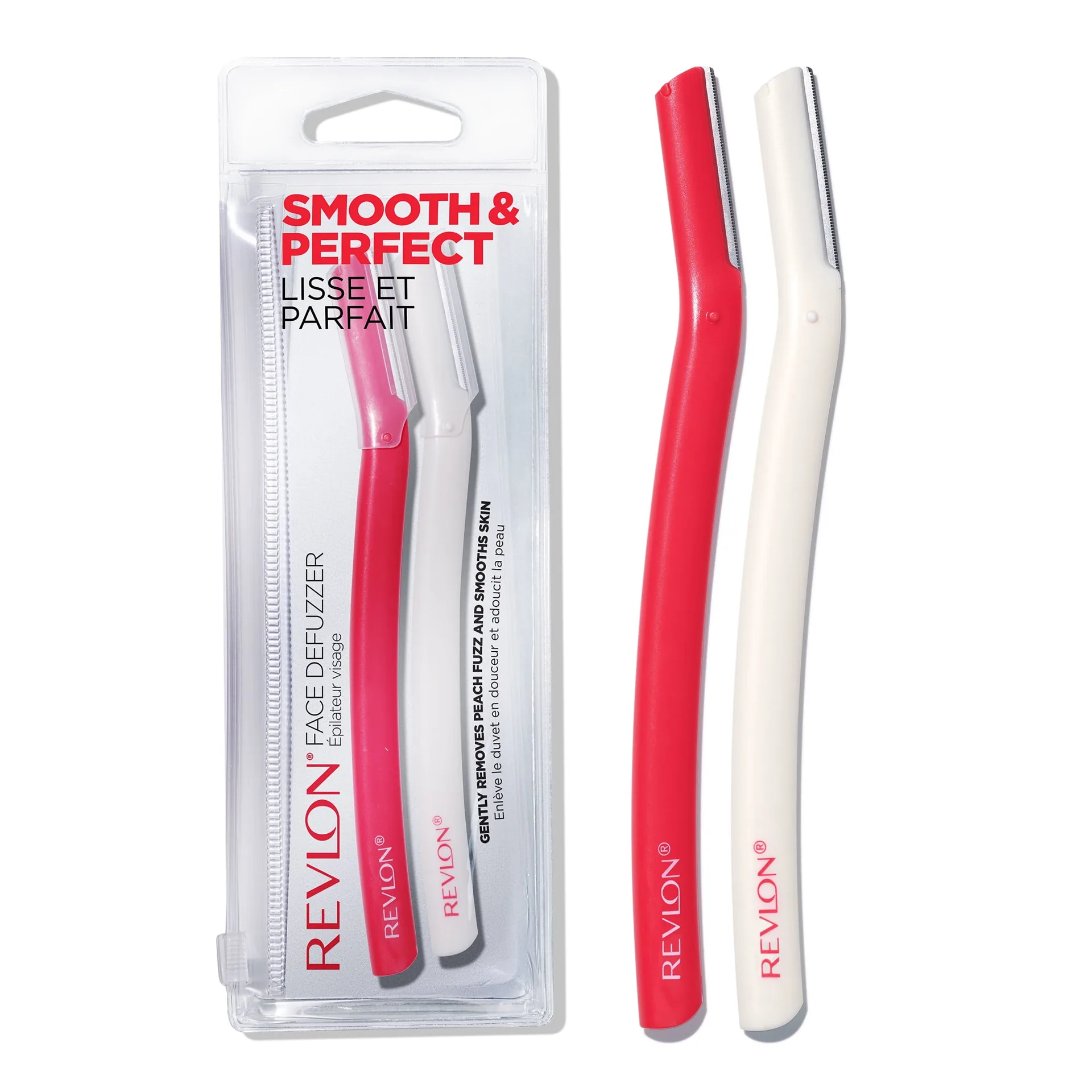 Revlon Face Defuzzers | High Precision Hair Removal and Dermaplaning Blade | 2 count | Red and White