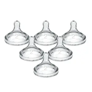 Dr. Brown's Natural Flow Level 1 | Wide-Neck Baby Bottle Nipple | Slow Flow | 0m+ | 100% Silicone | 6 Pack | Level 1 (0m+) | Clear