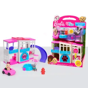 Barbie Pet Dreamhouse 2-Sided Playset | 10-pieces Include Pets & Accessories | Kids Toys for Ages 3 Up | Gifts & Presents