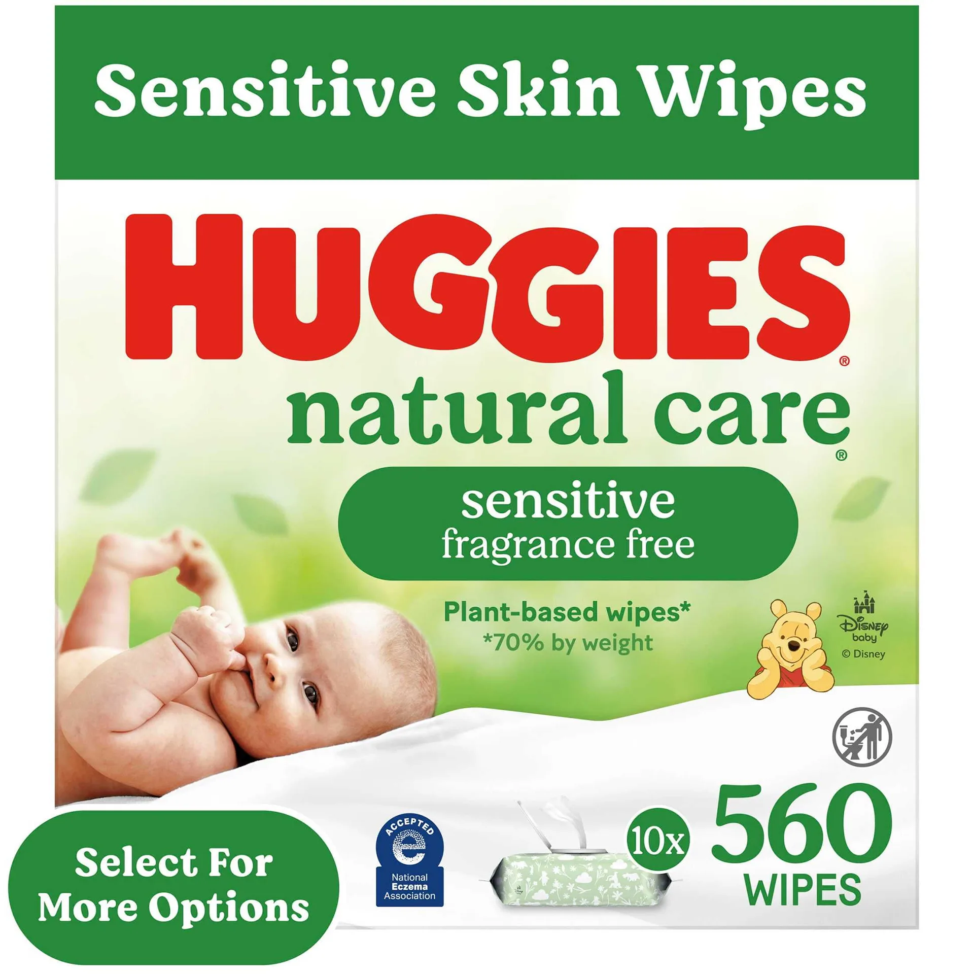 Huggies Natural Care Sensitive Baby Wipes | Unscented | 10 Pack | 560 Total Ct (Select for More)