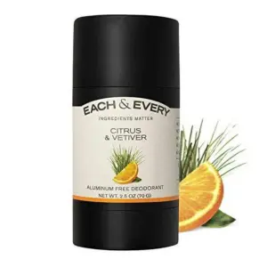 Each and Every Natural Aluminum-Free Deodorant for Sensitive Skin with Essential Oils | Plant-Based Packaging | Citrus and Vetiver | 2.5 Ounce. 2.5 Ounce (Pack of 1)