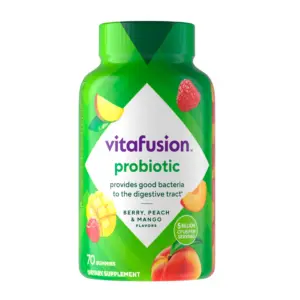 vitafusion Probiotic Gummy | Raspberry | Peach & Mango Flavored Probiotic Supplements | 70 Count