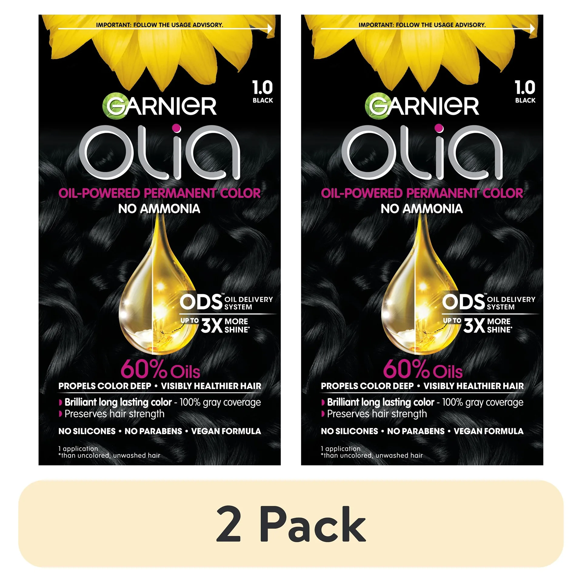 Garnier Hair Color Olia Ammonia-Free Brilliant Color Oil-Rich Permanent Hair Dye | 5.0 Medium Brown | 2 Count (Packaging May Vary)