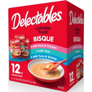 Delectables Lickable Cat Treats Bisque for 10+ Variety Pack | 12 Count (16.8 Ounce.)
