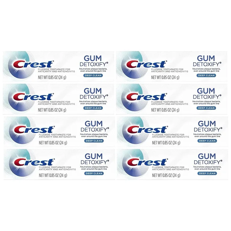 Crest Gum Detoxify Toothpaste | Deep Clean | Travel Size | 0.85 Ounce (24g) -Pack of 8