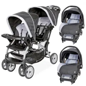 Baby Trend Double Stroller w/ Infant Car Seats | Sit N' Stand and Ally 35 | Stormy | Combo