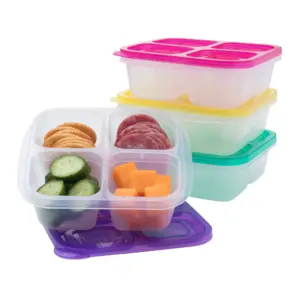 EasyLunchboxes | Bento Snack Boxes | Reusable 4-Compartment Food Containers for School | Work & Travel | Set of 4 | Brights