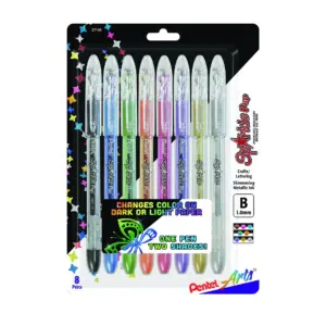 RTHG-Arts Sparkle Pop Metallic Gel Ink Pen | 1.0mm Bold Line | Assorted Colors | Pack of 8 (K91PABP8M)