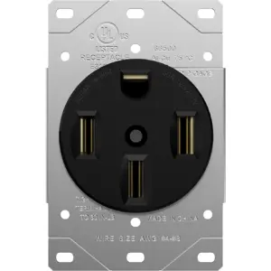 Enerlites 66500-BK | Black Thermoplastic 14-50R Receptacle Outlet | for RV | NEMA 14-50R | 1