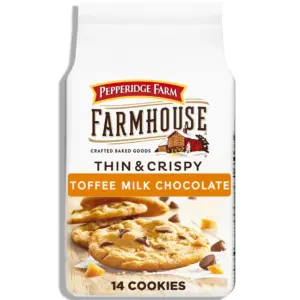 Pepperidge Farm Farmhouse Thin and Crispy Toffee Milk Chocolate Cookies | 6.9 Ounce. Bag | 1 | Toffee Milk Chocolate