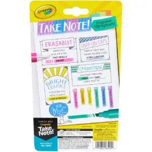 Crayola Take Note! Chisel Tip Erasable Highlighters | 6 Count | Ages 6+ | 1