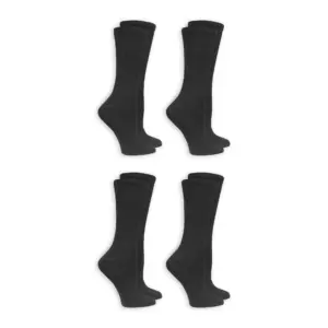 Women's Diabetes and Circulatory Crew Socks 4 Pair | Black | 8 – 12