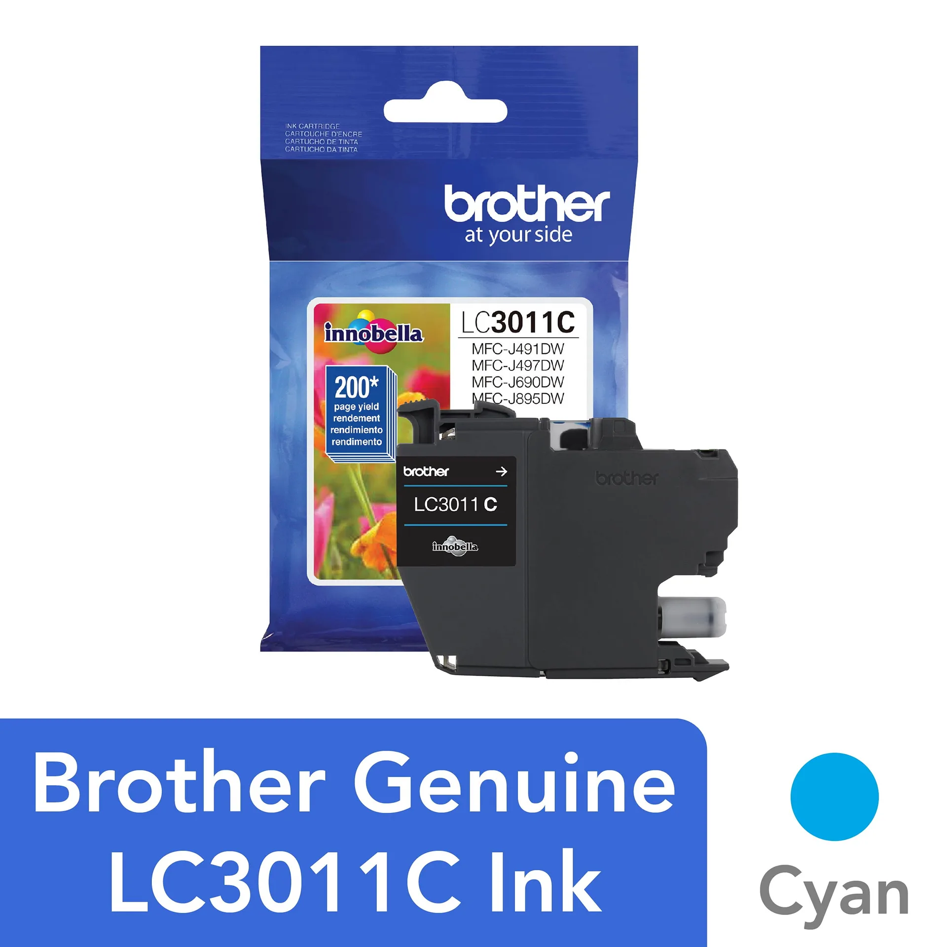 Brother Genuine LC3011C Standard-yield Cyan Ink Cartridge (Premium Edition)