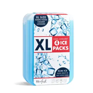 Fit and Fresh Extra Large Cool Coolers Freezer Slim Ice Pack for Lunch Box Set of 4 Large | Blue