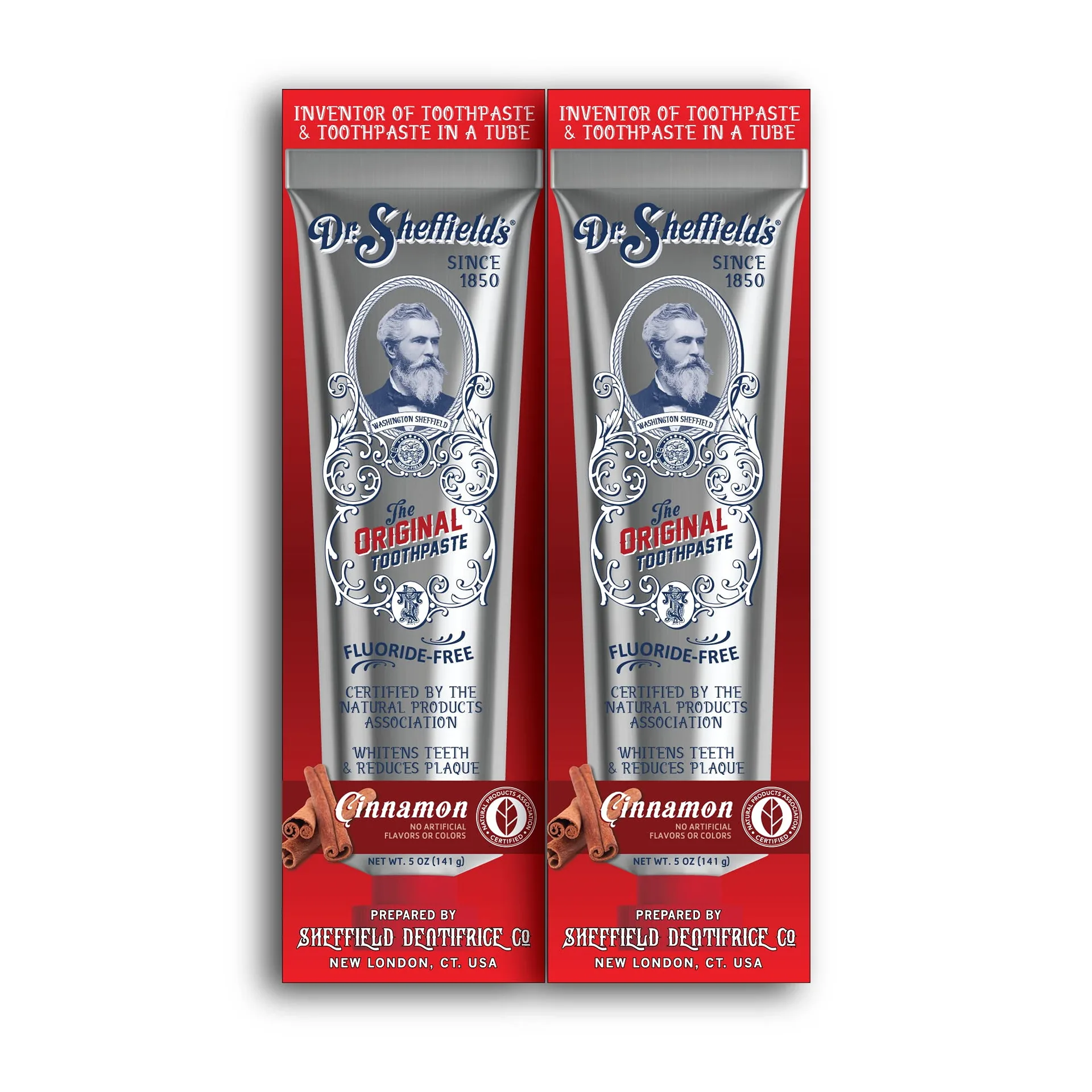 Dr. Sheffield’s Certified Natural Toothpaste (Cinnamon) | Fluoride Free (2-Pack)