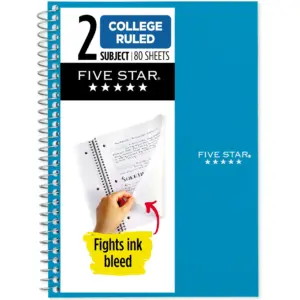 Five Star Spiral Notebook 2 Subject College Ruled 6 x 9 12 Tidewater Blue | pack of 4