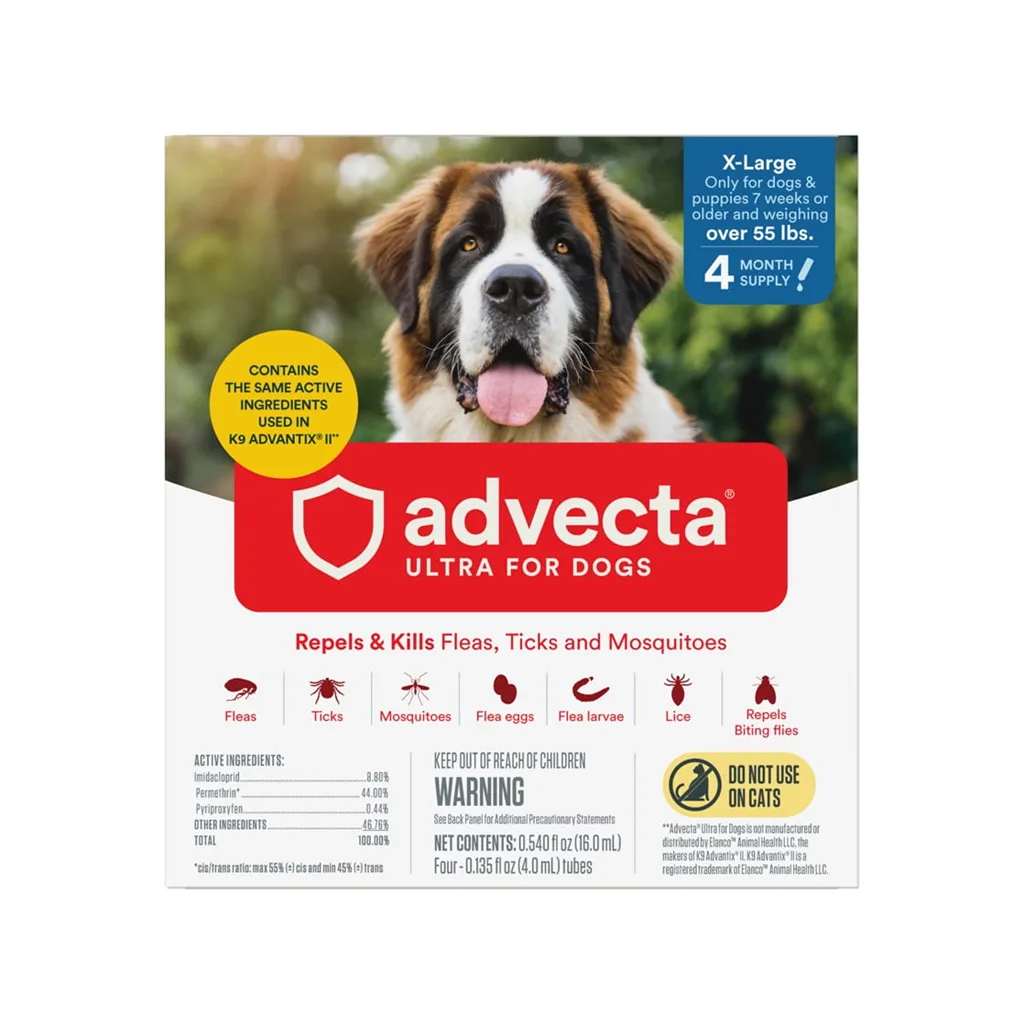 Advecta Ultra Flea Protection for Extra Large Dogs | Fast-Acting Topical Prevention | 4 Count